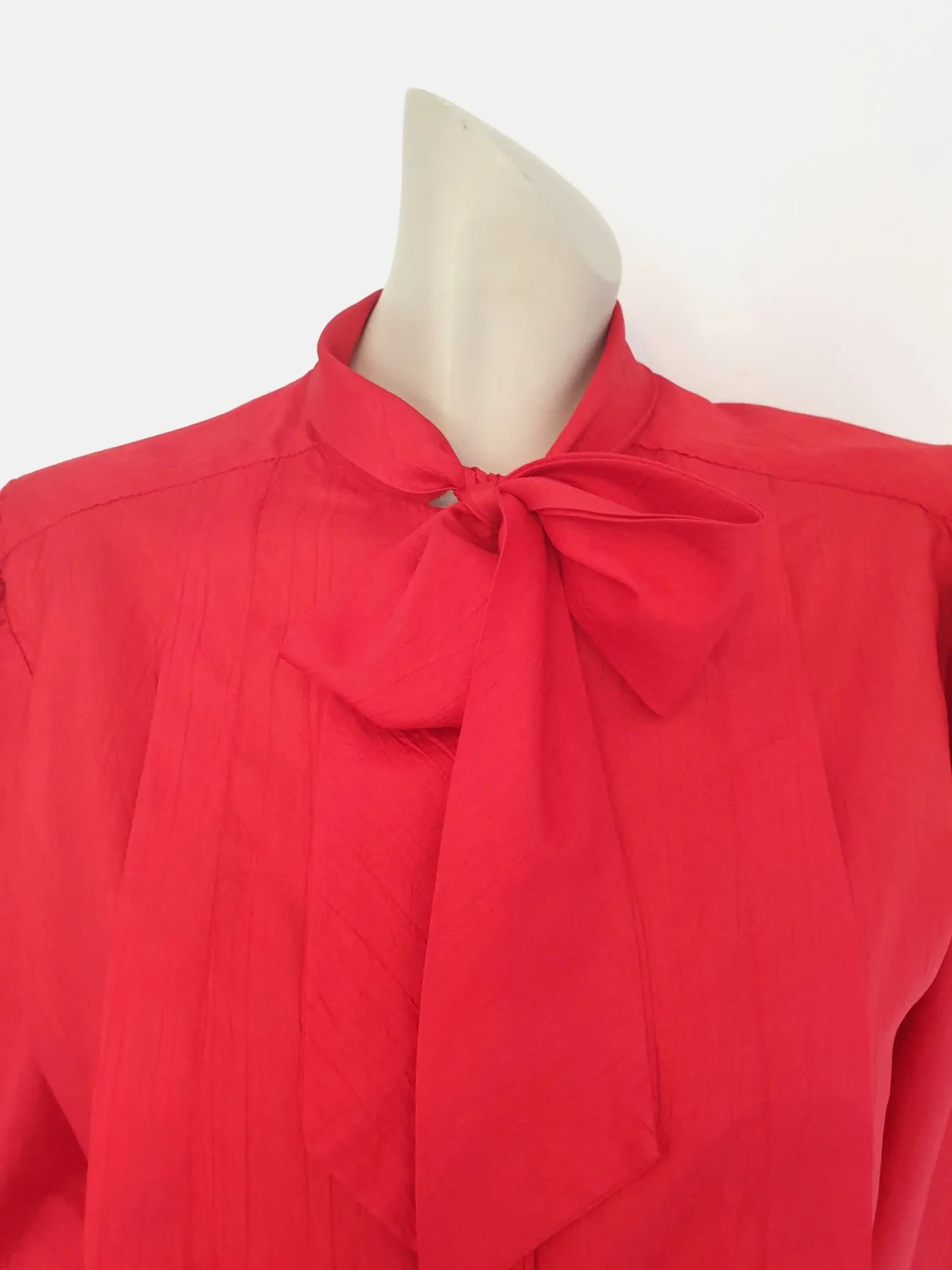 1980s Red Pussy Bow Blouse by Pelaco - L