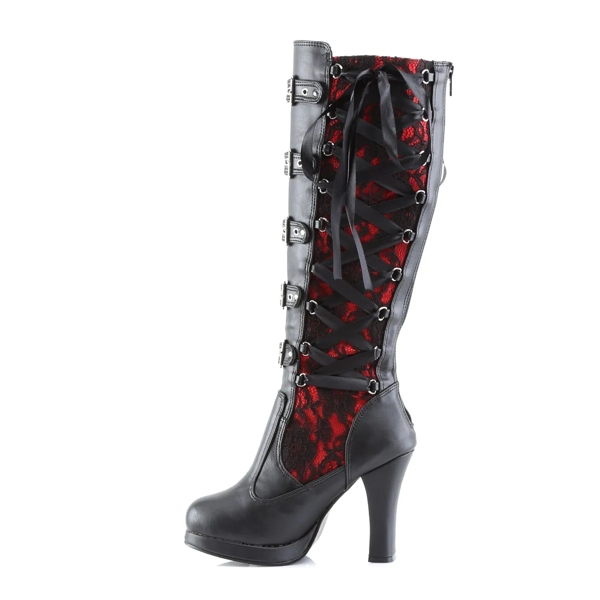 CRYPTO-106 Demoniacult Alternative Footwear Women's Lace Calf High Boots