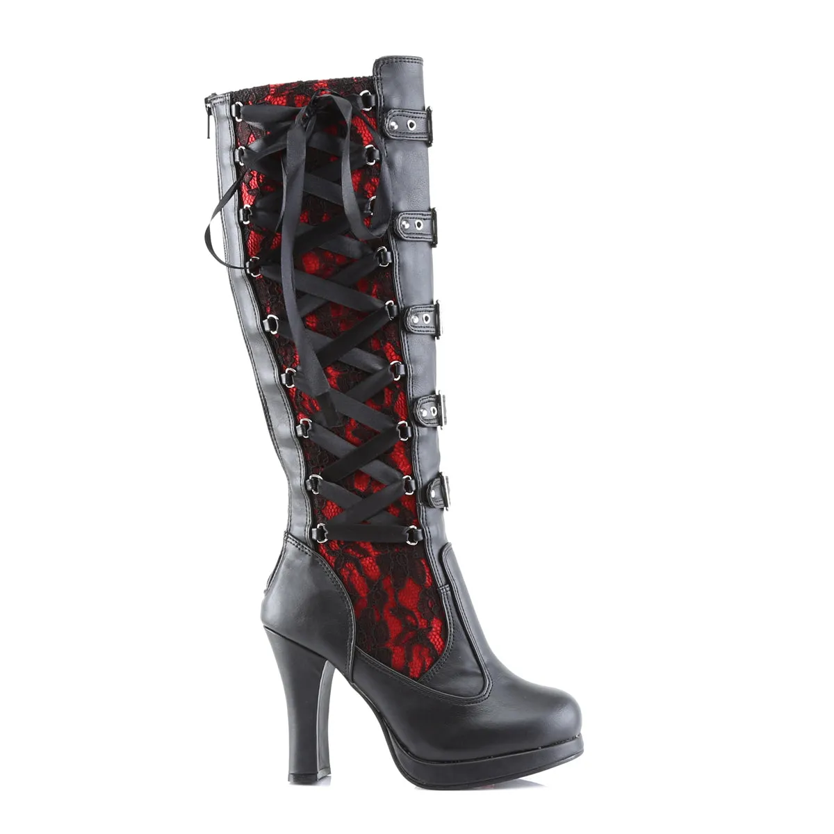 CRYPTO-106 Demoniacult Alternative Footwear Women's Lace Calf High Boots
