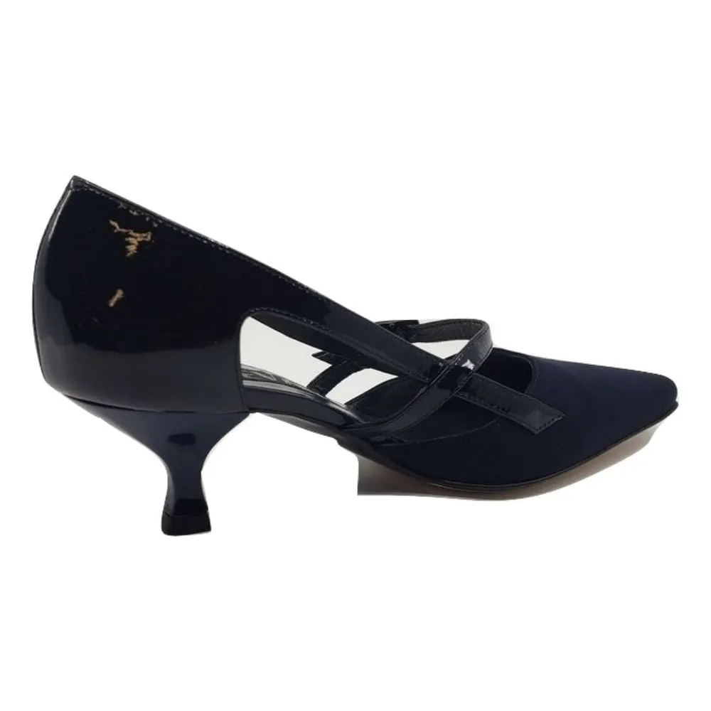 Dolphin Navy Patent and Fabric Prevata Pumps