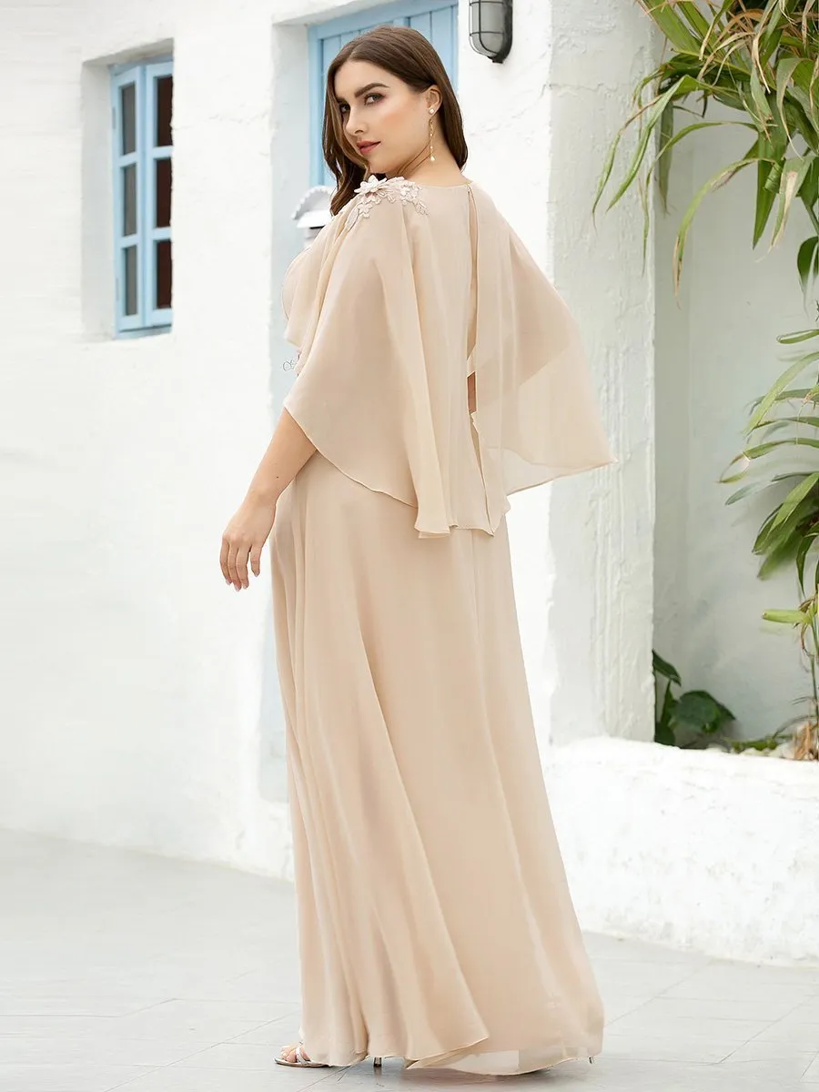 Elegant Plus Size Floor Length Bridesmaid Dresses with Wraps EP00638