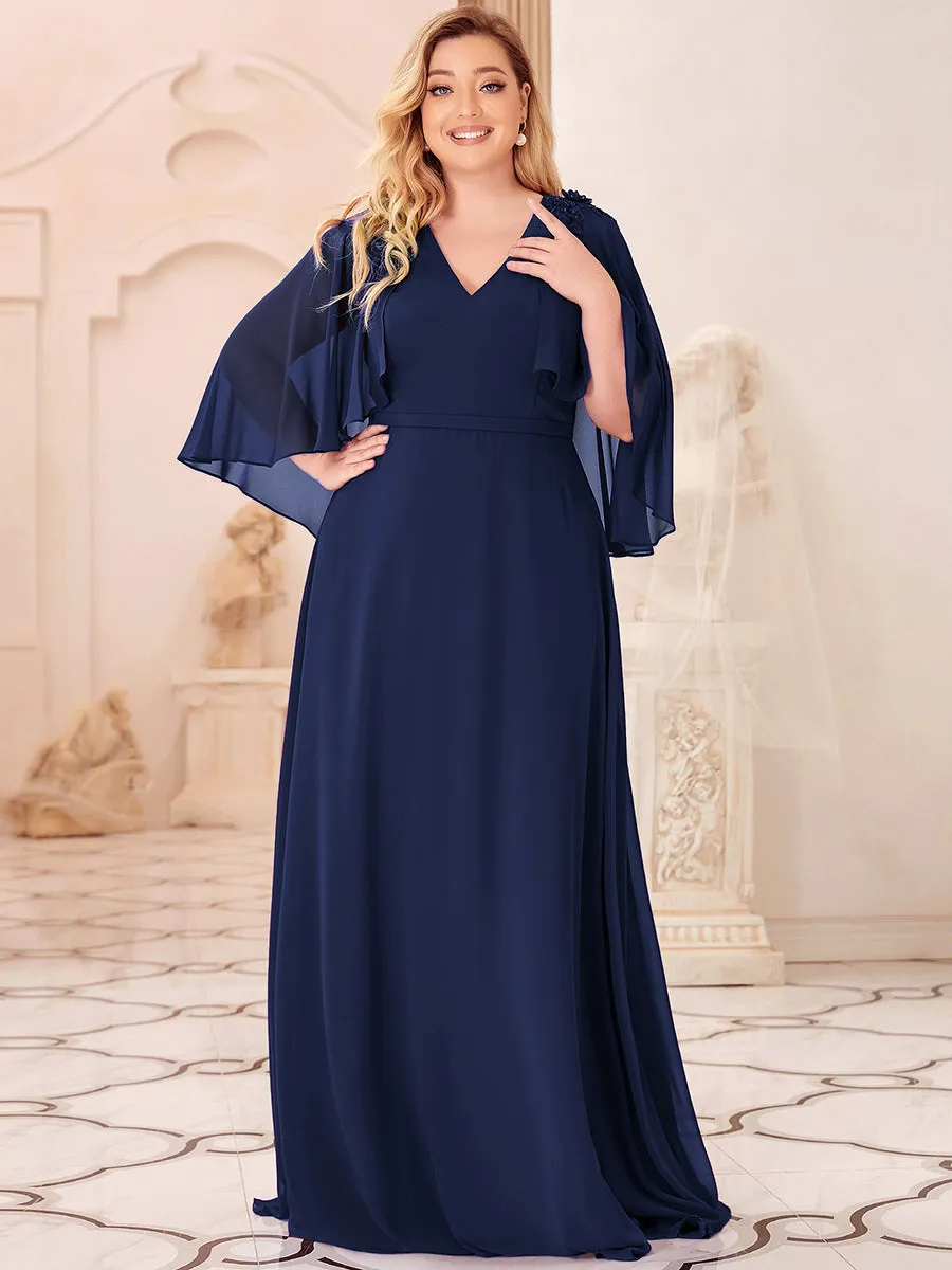 Elegant Plus Size Floor Length Bridesmaid Dresses with Wraps EP00638