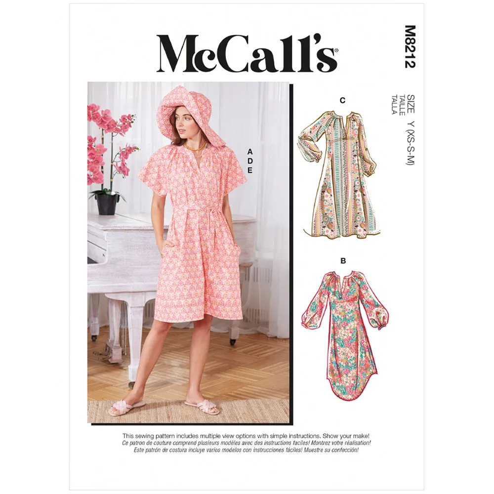 M8212 Misses' Dresses, Belt, Hat & Mask				 (size: L-XL-XXL)