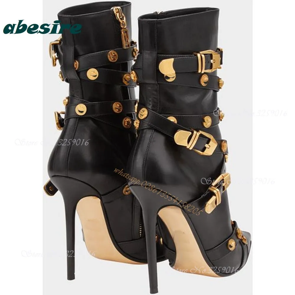 Rivet Gladiator Belt Buckle Boots