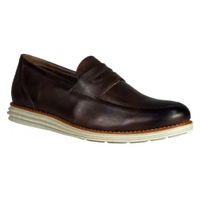 Sandro Moscoloni Men's Natal Brown Mocc Toe Penny Slip on