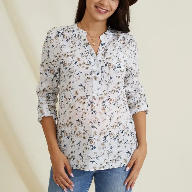 Stylish Floral Print Nursing Shirt