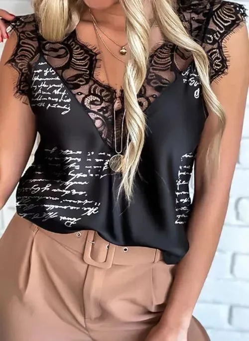 V Neck Lace Strappy Cami Tank Tops Casual Loose Sleeveless