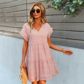 Women's Casual V Neck Summer Swing Dress