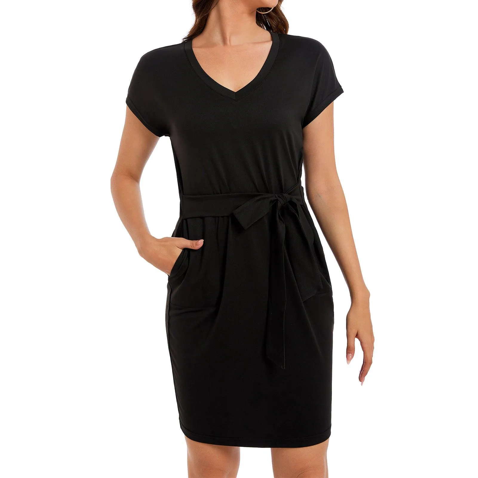 Women's UPF 50  Short Sleeve Tie Waist Dress LB13W