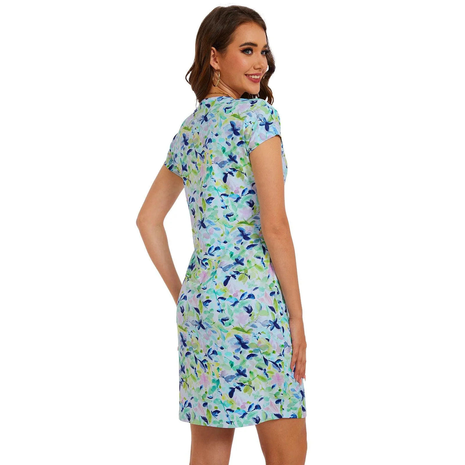 Women's UPF 50  Short Sleeve Tie Waist Dress LB13W