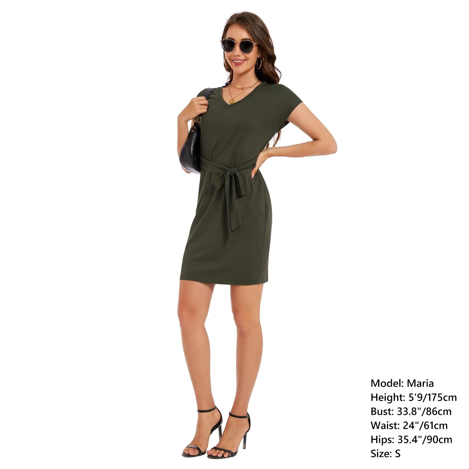 Women's UPF 50  Short Sleeve Tie Waist Dress LB13W